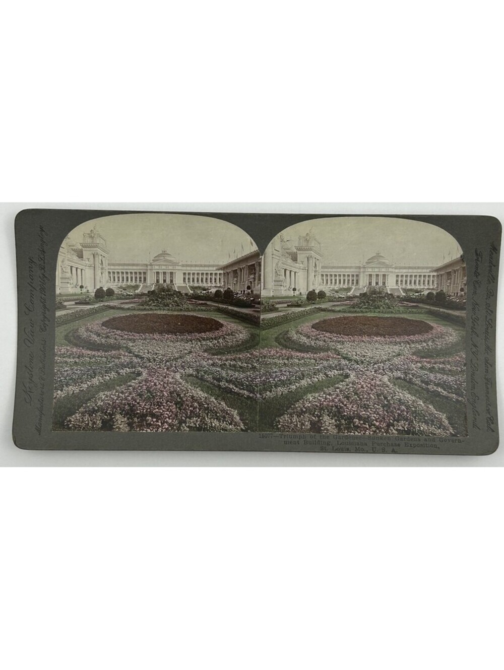 1904 St Louis Worlds Fair Stereoview Card Sunken Gardens Government Bldg     L-6